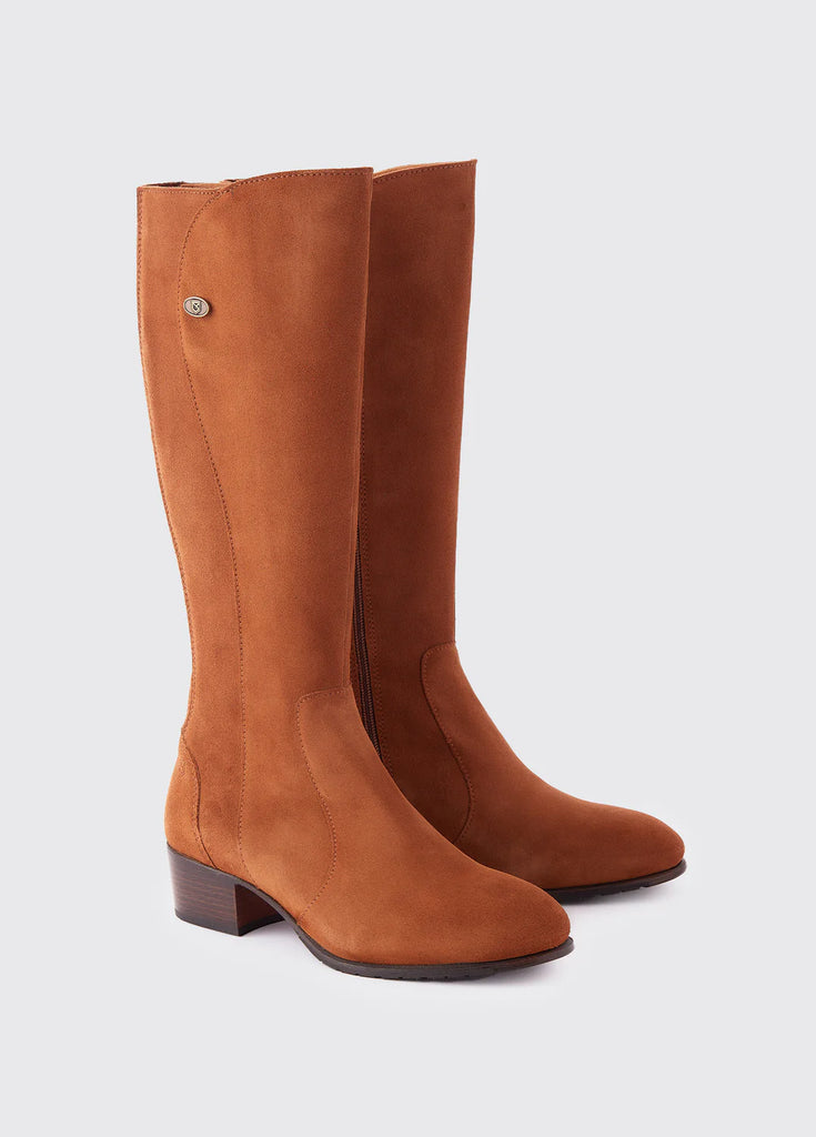 Pair of Downpatrick Country Leather Lifestyle Boots in light brown against a grey studio background.