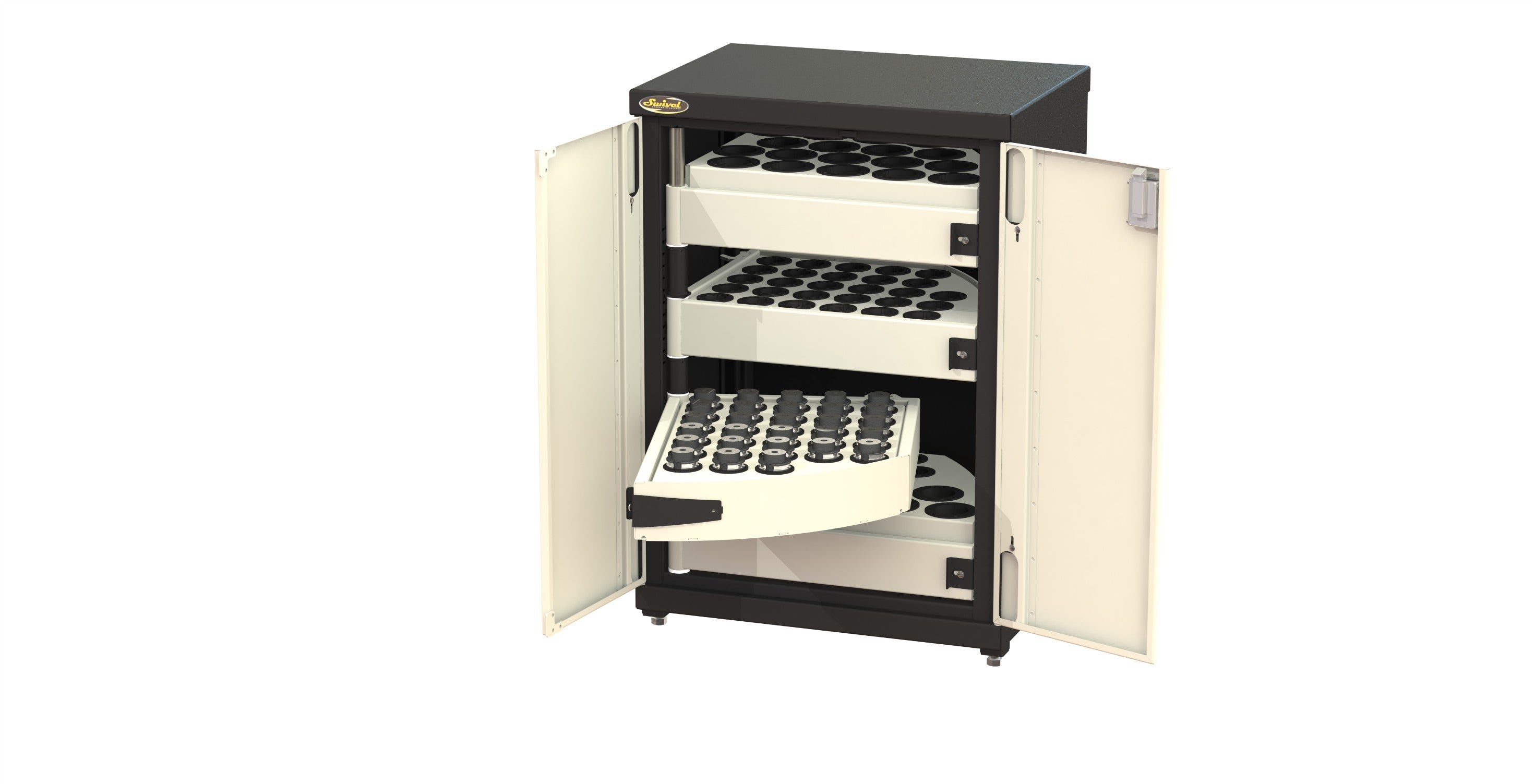 Swivel | CNC Tool Storage, 4 Adjustable Height Drawers / W Tool Holders