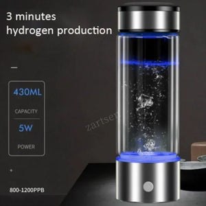 Hydrogen Rich Water Bottle lonizer Alkaline Generator Portable Healthy Cup USB Rechargeable Anti-Aging Hydrogen Water 430ml - Worldwide Vigor & Wellness