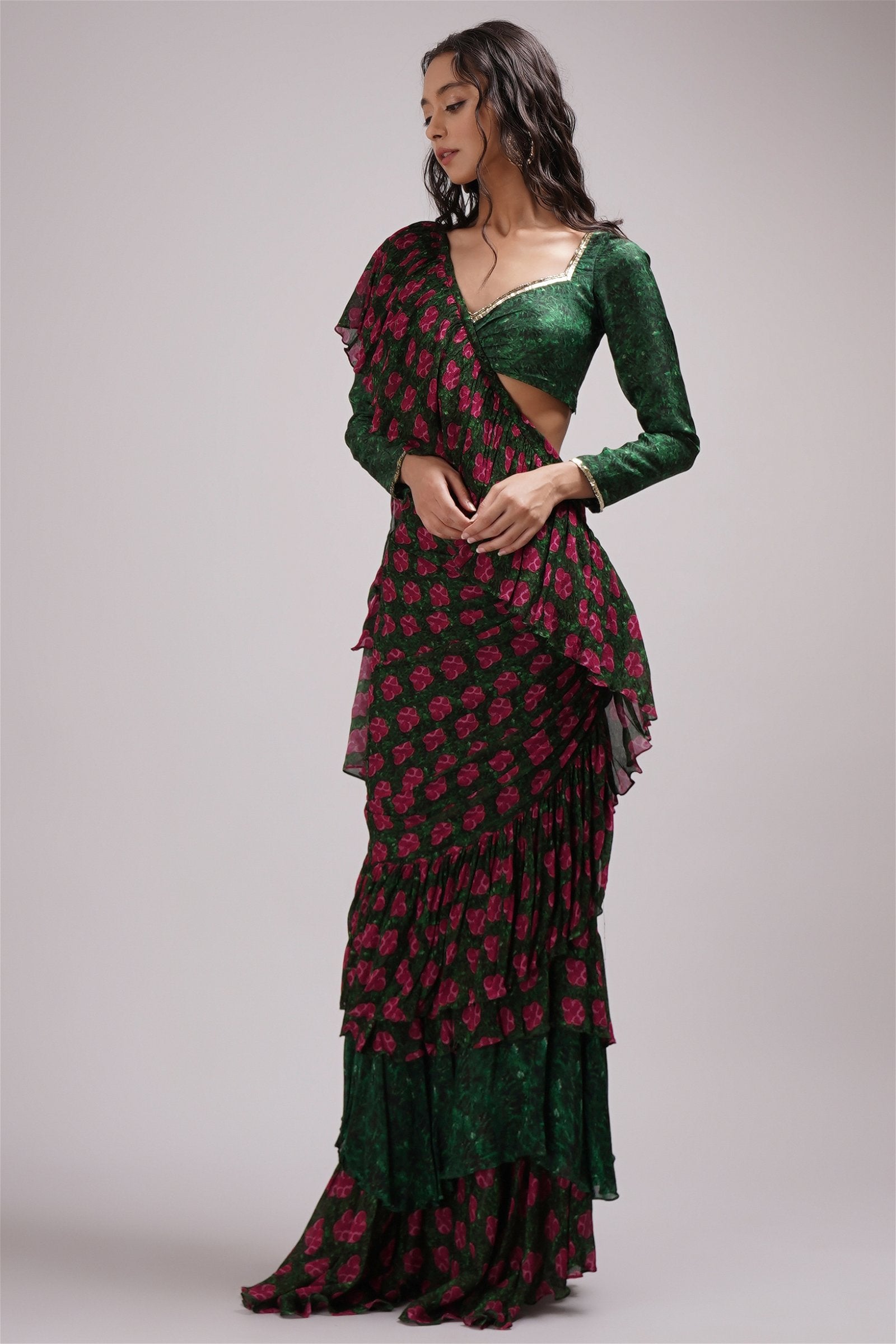 New) Latest Designer Ruffle Saree Online For Girls 2023