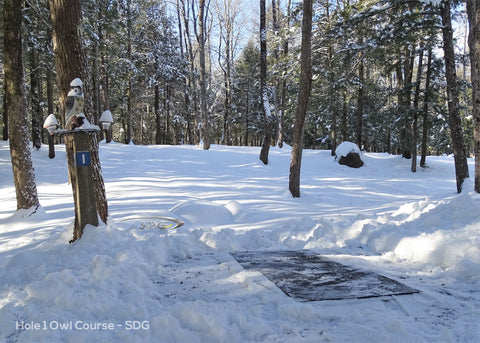 Tee 1 Owl Course winter sabattus disc golf 