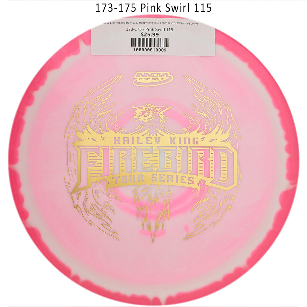 innova-star-firebird-halo-2022-hailey-king-tour-series-disc-golf-distance-driver 173-175 Pink Swirl 115