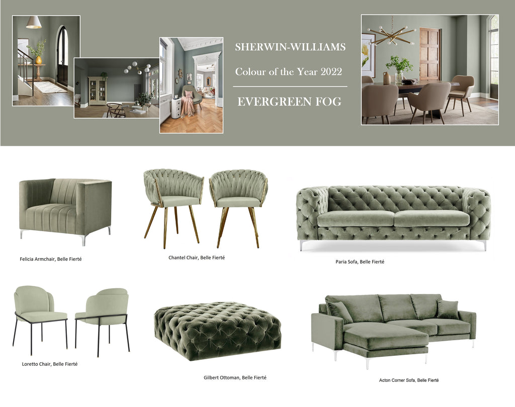 SHERWIN-WILLIAMS-Colour-of-the-Year-2022-EVERGREEN-FOG-Furniture-Ideas-Belle-Fierte-London