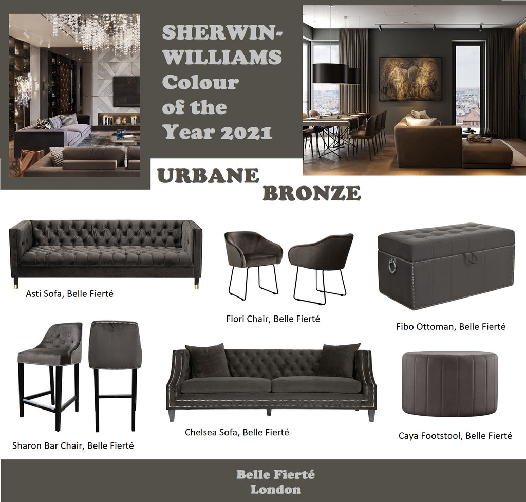 Sherwin-Williams Colour of the Year: Urbane Bronze; Furniture Colour Trend for 2021