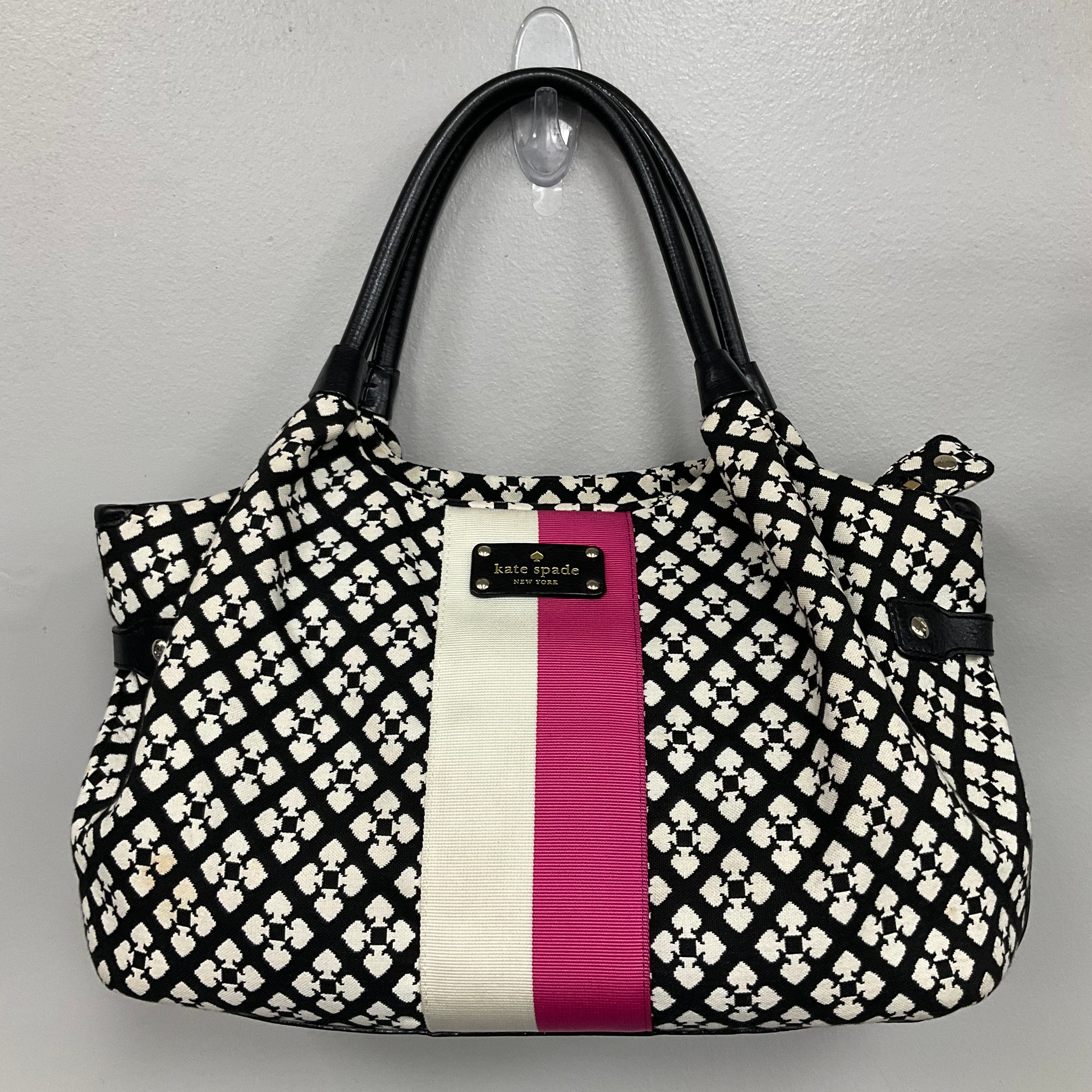 Handbag Designer By Kate Spade In Black & Cream, Size:Medium