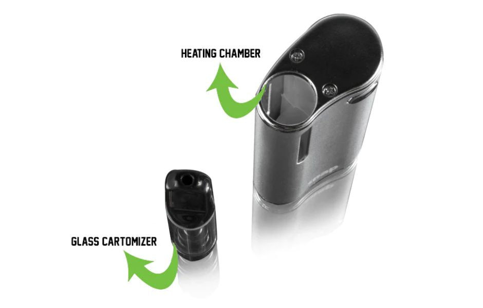 Exxus Snap 510 Cartridge Vaporizer Heating Chamber and Glass Cartomizer