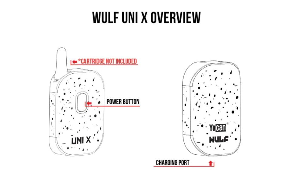 Wulf Mods - UNI X 510 Cart Battery Vaporizer Labelled Parts
