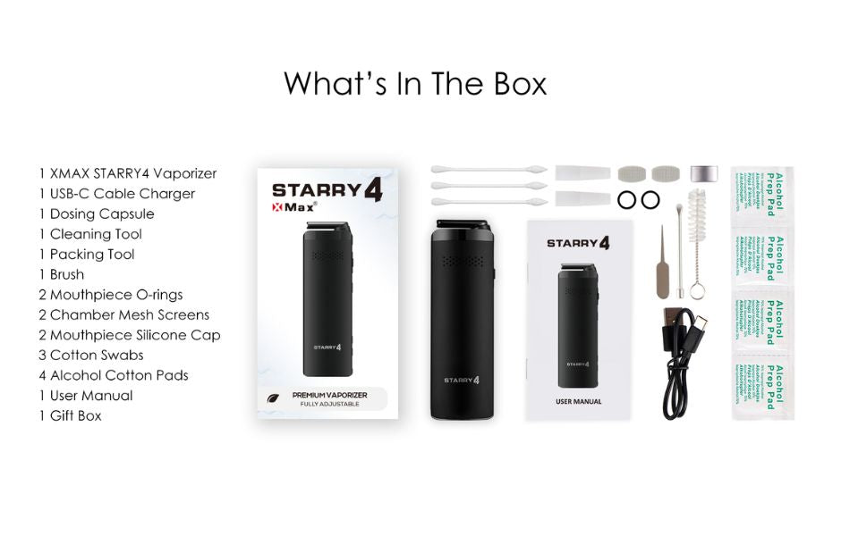XVape Starry 4 2-in-1 Vaporizer What's in the Package