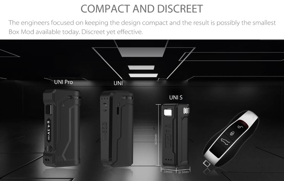 Yocan UNI S Box Mod Battery Size Comparison