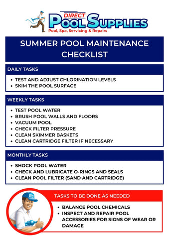 Summer Pool Maintenance Checklist print out at home