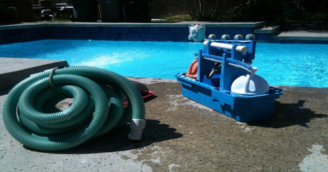 An image of basic pool cleaning equipment - a pool vacuum.