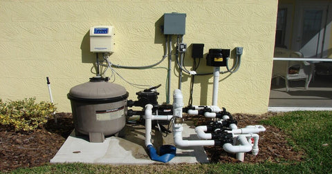An image of a running pool pump with filters.