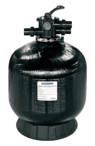 An image of a black pool sand filter.