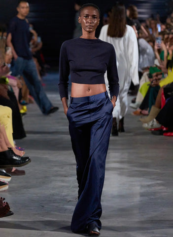 Luxe Eco Satin Gidet Maxi Skirt by Tibi on SS23 Runway