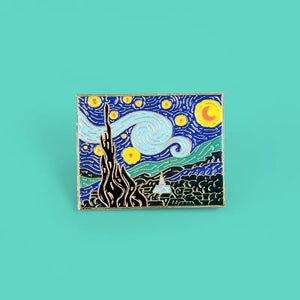Oil Painting The Starry Night Brooches Painter Van Gogh Art Metal Pins Enamel Brooch for Women Men Lapel Pin Backpack Badge Pin - Chachski's