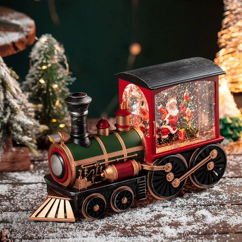 Santa Claus Christmas Train Snow Globes Christmas Lantern Music Box Crystal Ball Ornaments Christmas Carousel Table Decoration