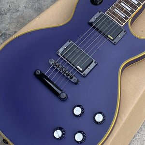 Les P Electric Guitar Matte purple Color Yellow Binding，Active EMG pickup,black Hardware Free Shipping - Chachski's
