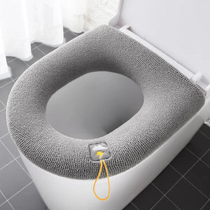 Winter Warm Toilet Seat Cover Mat Bathroom Toilet Pad Cushion with Handle Thicker Soft Washable Closestool Warmer Accessories - Chachski's