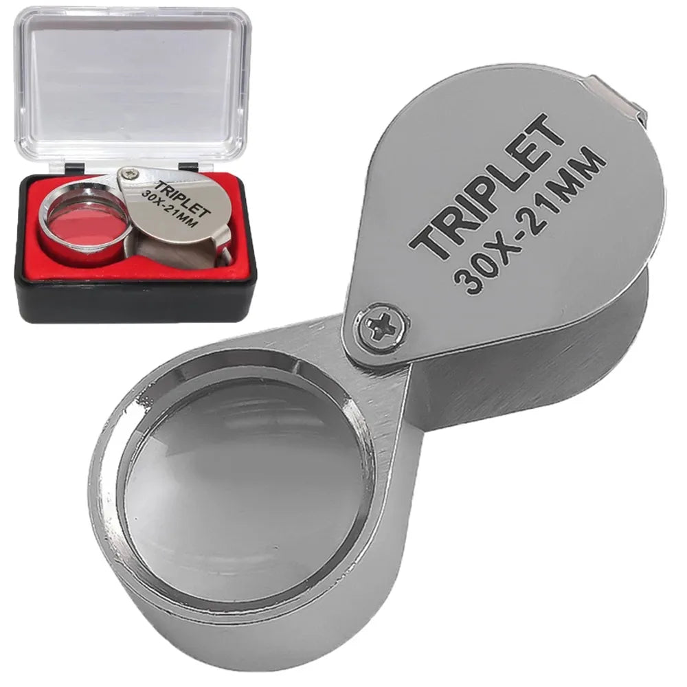 Pocket Jewelry Magnifying Glass Jewelers Eye Tools Jewellery Folding Loupe Glass Lens Magnifying Triplet Glass Jewelry Diamond