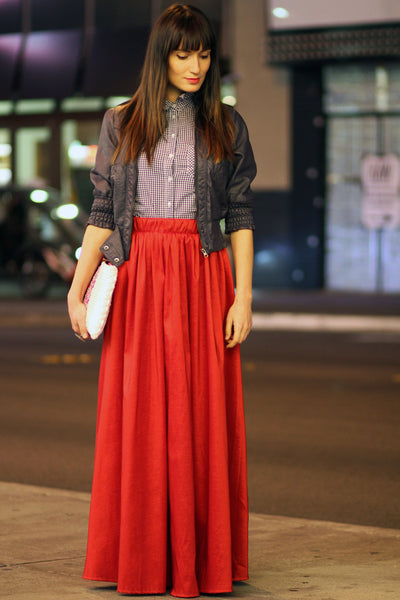 Bloody Lollipop pleated, high waist, maxi skirt, red, pleated | CUGGO ...