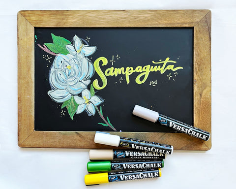 Sampaguita on a chalkboard