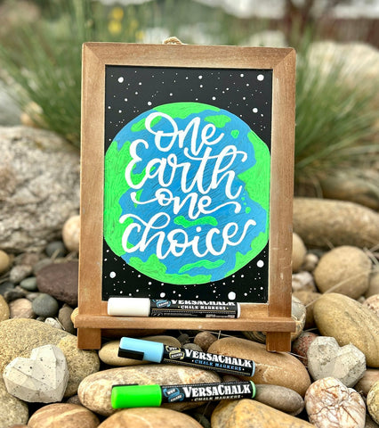 "One Earth, One Choice" Earth Day Chalkboard Art