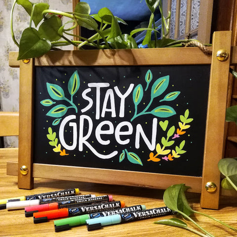 "Stay Green" Earth Day Theme Chalkboard Art