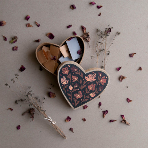 DIY heart-shaped box with love notes