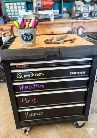 Tools drawer with labels