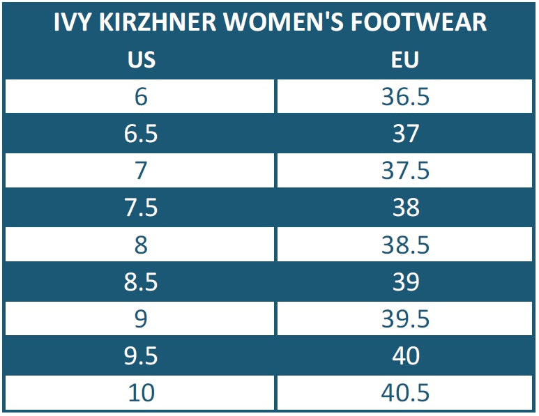 Ivy Kirzhner Size Guide