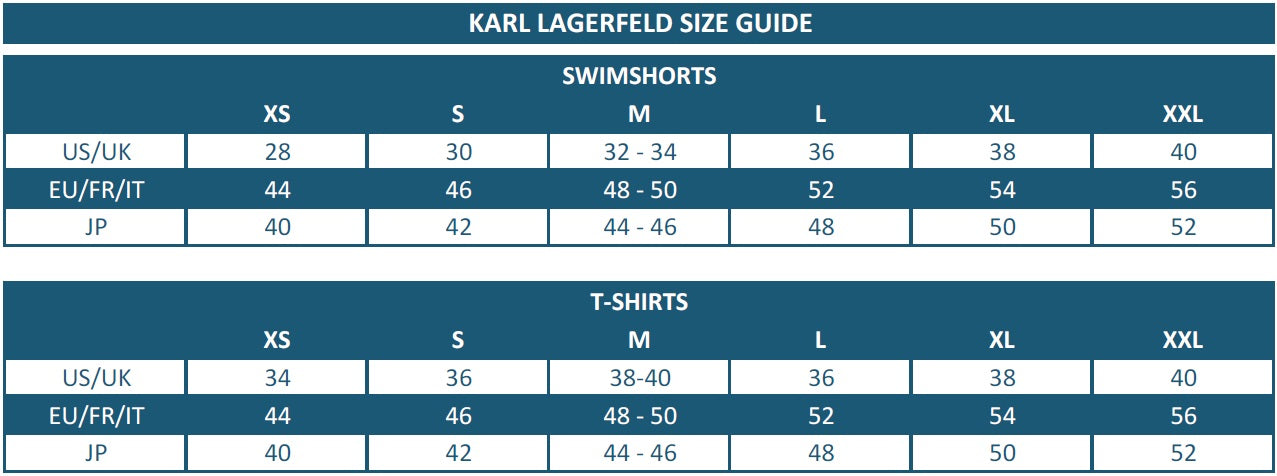 Karl Lagerfeld Size Guide