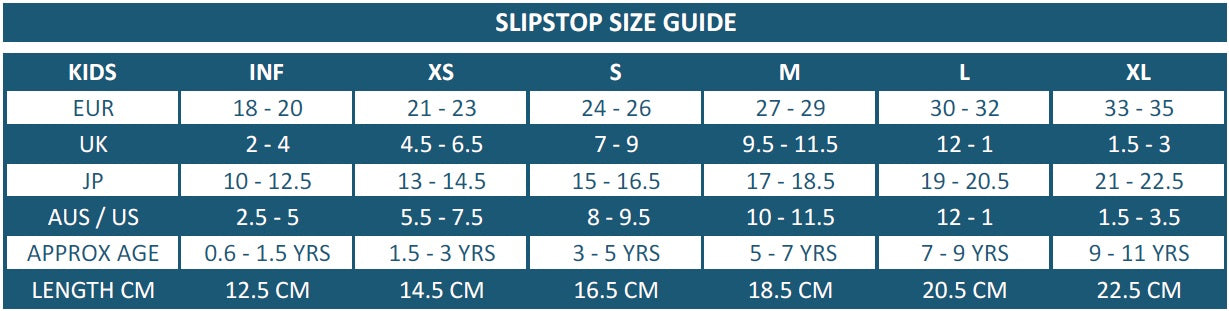 Slipstop Size Guide