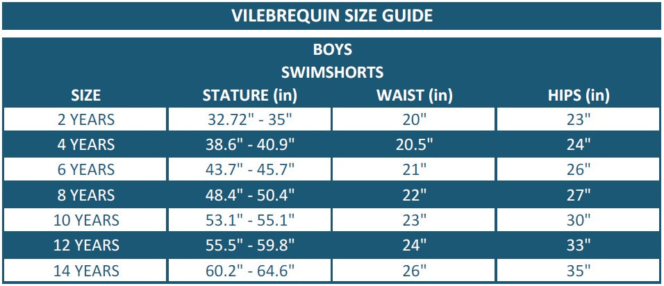Vilebrequin Size Guide