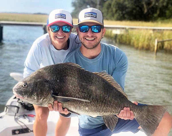 A big black drum caught with Redfin Charters