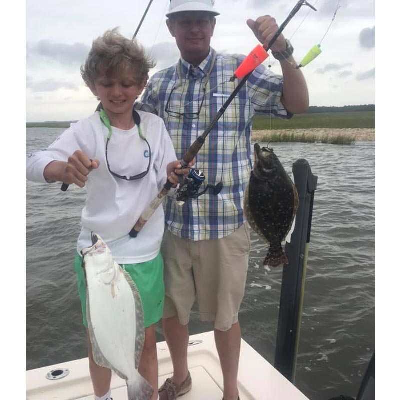 A couple of nice flounder caught today with Captain Rob Bennett