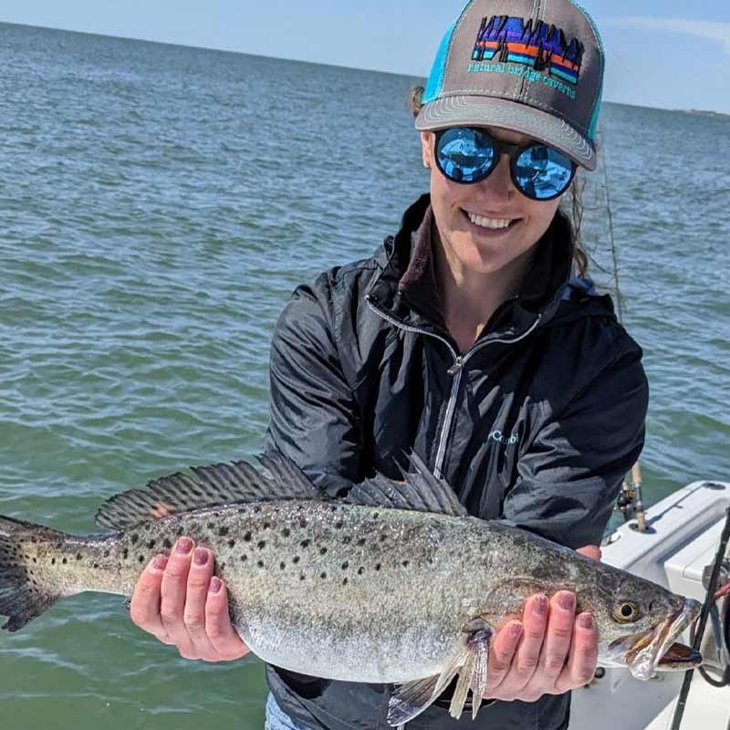 A nice trout caught at the jetties with Redfin Charters