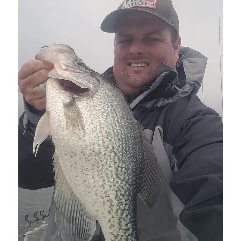 Captain Roland Addy with a 2.91(!) pound crappie caught this week on Clarks Hill