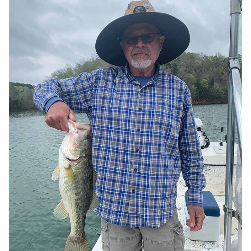 A nice largemouth caught on Chip Hamilton's boat while striper fishing 