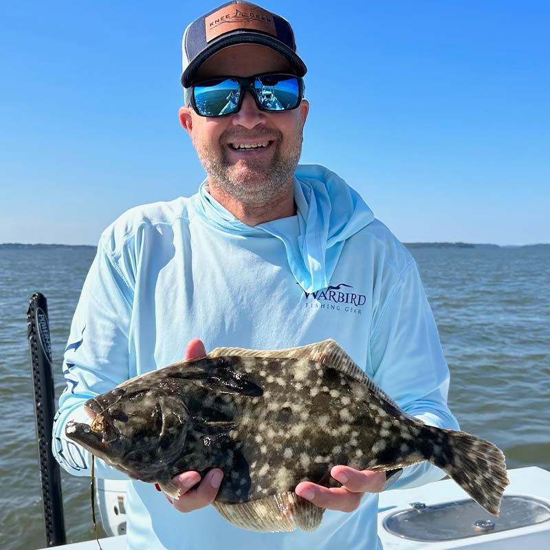 A surprise flounder caught with Captain Kai Williams this week