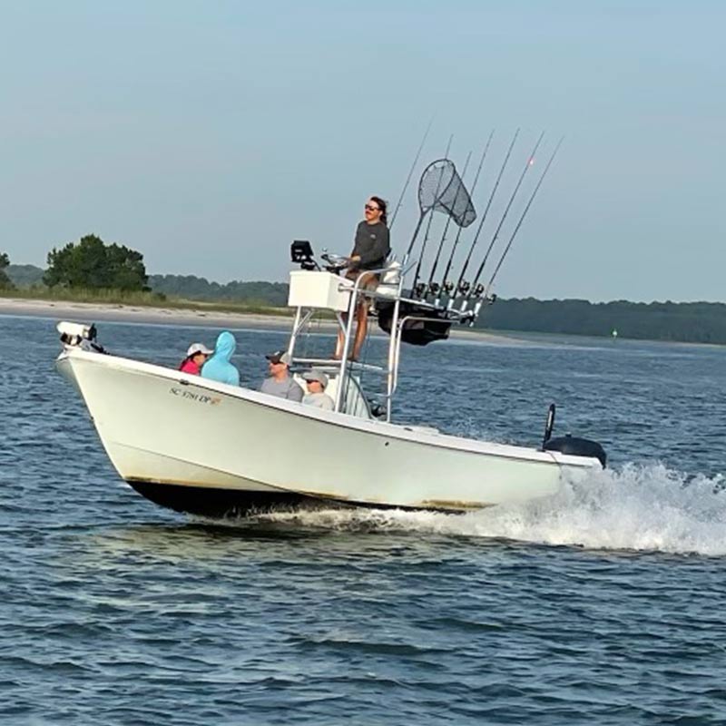 Captain Kai Williams riding and looking for jacks on top