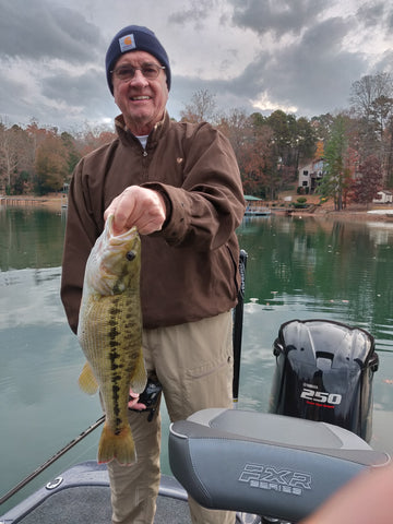 This big spotted bass was caught by Bates Kennedy in 45' of water on a recent trip with Charles Townson