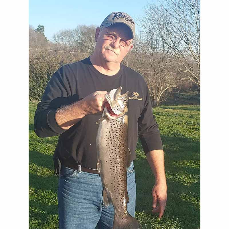 Eddie Durham with a 26-inch trout caught this week while bass fishing 