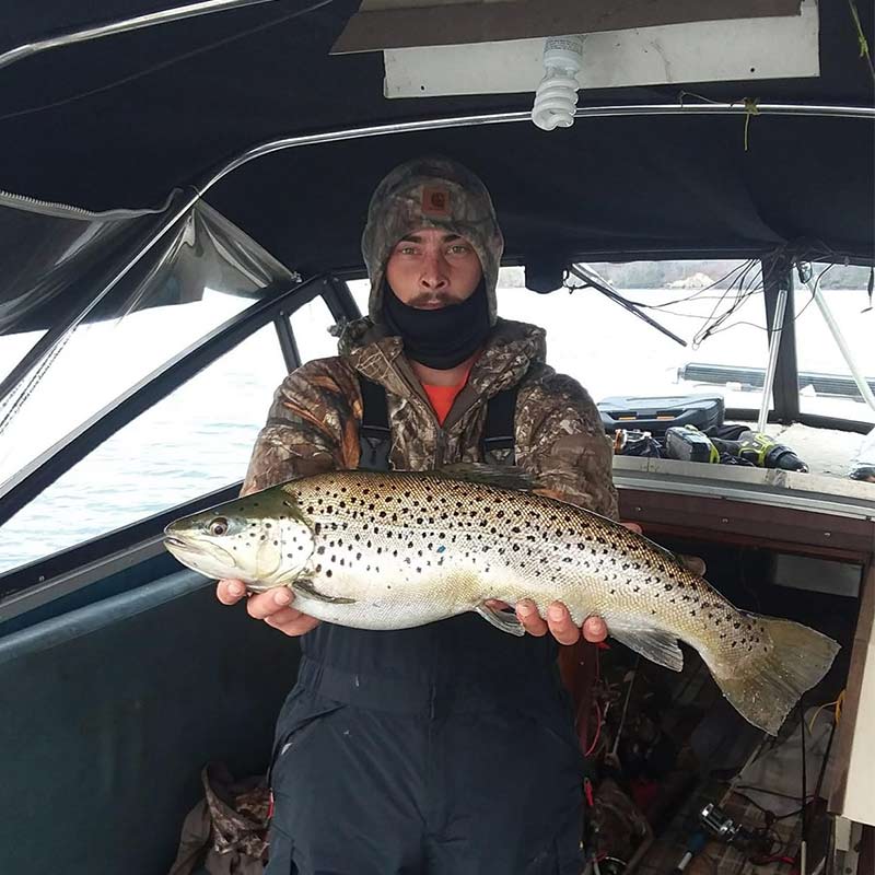 Curtis Dodgens with a big brown caught a couple of weeks ago on Jocassee