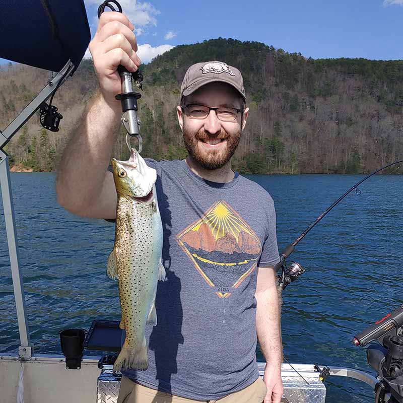 A hungry trout caught this week with Guide Sam Jones