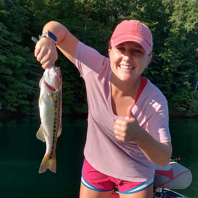 A happy angler caught this Keowee spotted bass on a topwater with Charles Townson this week