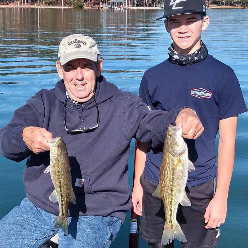 A couple of hungry spotted bass caught this week with Guide Charles Townson