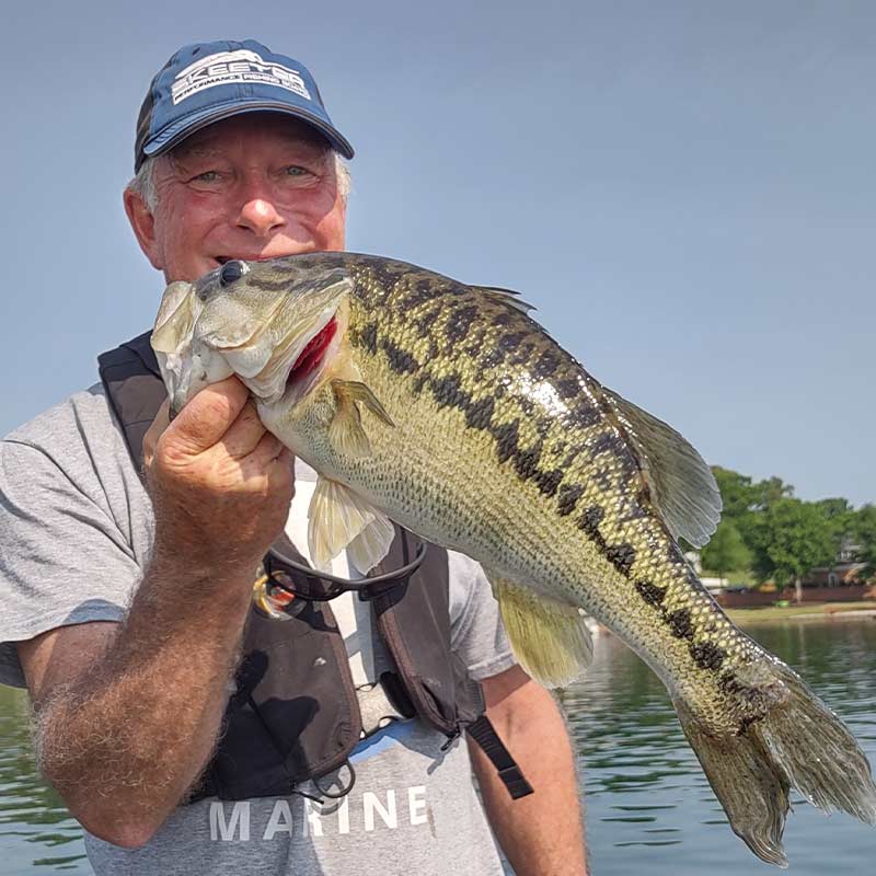 Charles Townson with a big 4-pound spot caught on a Ned rig in 15 feet