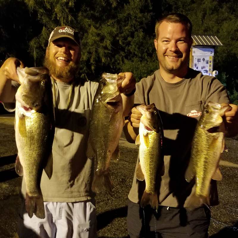 Brad Rutherford and Andy Wicker with a nice bag caught after dark