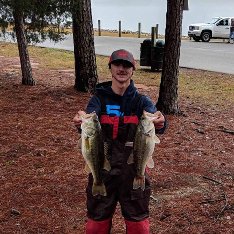 Hunter Enlow with a couple of nice Lake Monticello bass