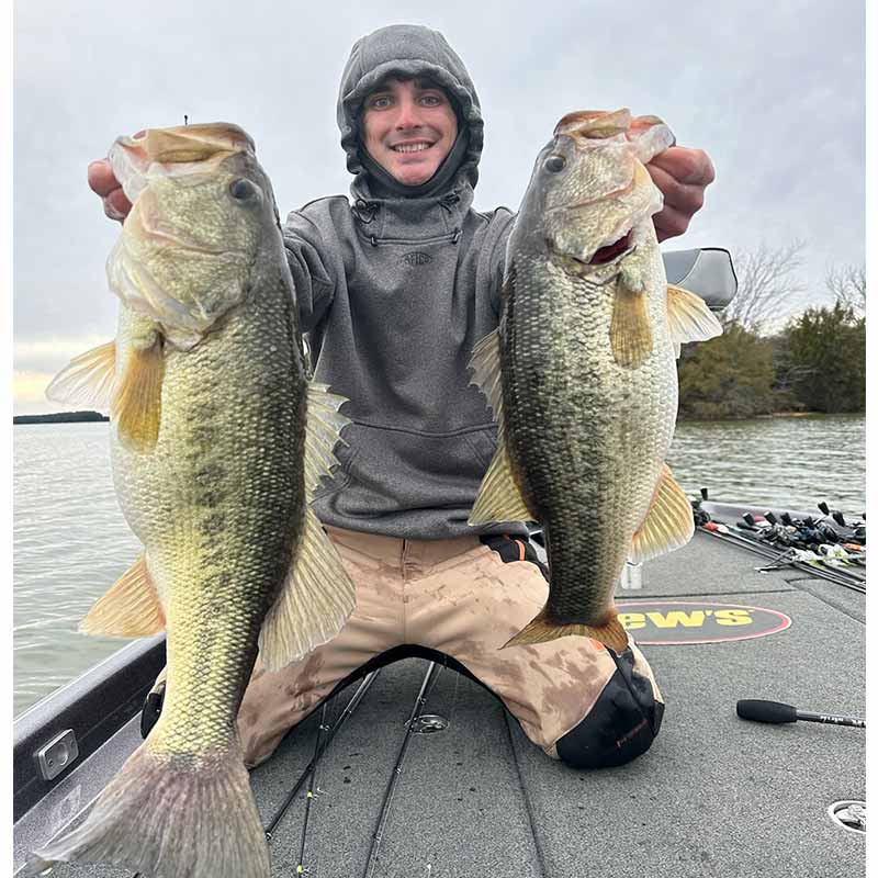 Hunter Enlow with a pair of Monticello hawgs